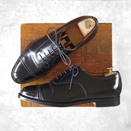 ★チャーチ 70F/UK7【旧チャーチ★ブックバインダーカーフ/3都市ロゴ】84ラスト/Barcroft/パンチドキャップトゥ/黒/Church's★h338