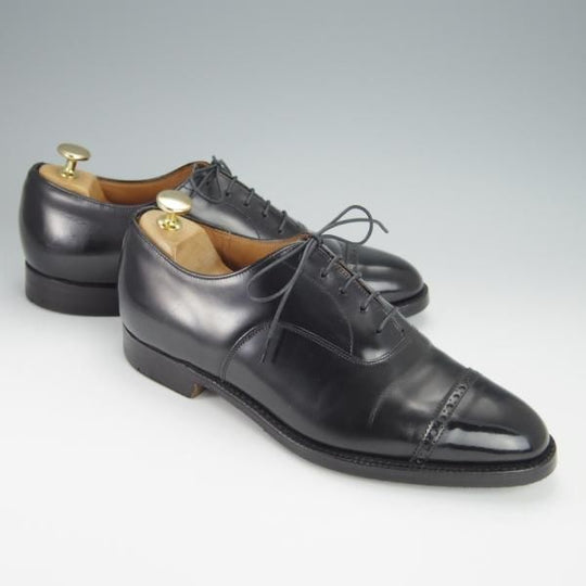 ★チャーチ 70F/UK7【旧チャーチ★ブックバインダーカーフ/3都市ロゴ】84ラスト/Barcroft/パンチドキャップトゥ/黒/Church's★h338