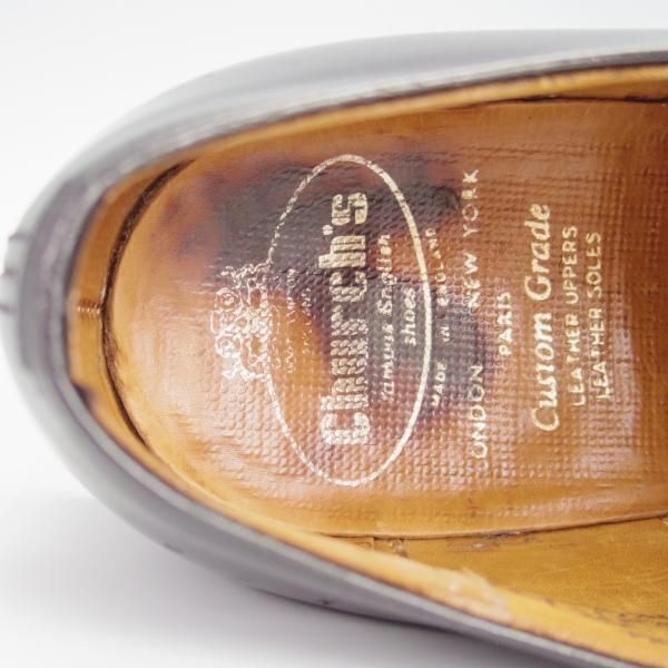 ★チャーチ 70F/UK7【旧チャーチ★ブックバインダーカーフ/3都市ロゴ】84ラスト/Barcroft/パンチドキャップトゥ/黒/Church's★h338