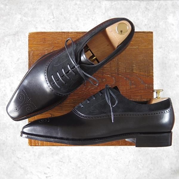 新品★Soffice&Solid/ソフィス&ソリッド SIZE 9【定価￥59,400-★コンビ仕様/カーフ×スエード/S802】黒/トレーディングポスト取扱★h342