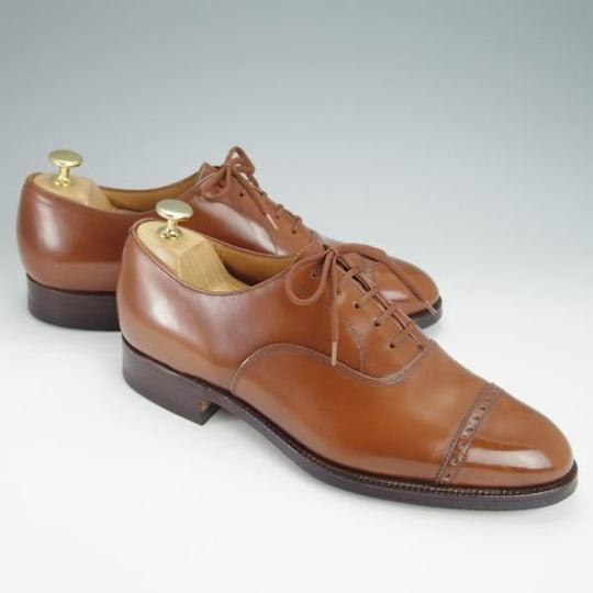 ★チャーチ 75F/UK7.5【旧チャーチ★ブックバインダーカーフ/3都市ロゴ】84ラスト/Barcroft/パンチドキャップトゥ/茶/Church's★h344