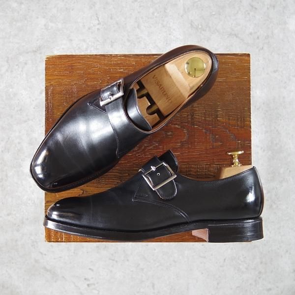 極美品★クロケット&ジョーンズ 5.5F【貴重★(英)GORDON SCOTT別注/DEVON】モンクストラップ/カーフ/黒/メンズ/Crockett&Jones★h357