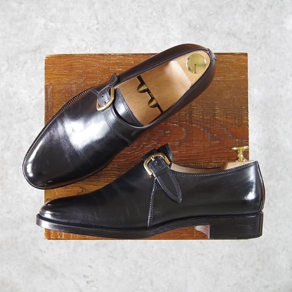 極上★(伊)タニノクリスチー SIZE 7【定価15万円以上★モンクストラップ/121288】カーフ/黒/メンズ/TANINO CRISCI★h359