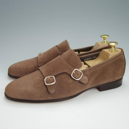 新品★(伊)サントーニ SIZE 5.5【モデル定価￥104,500-★CARLOSラスト/カルロス/13907】ダブルバックル/ローファー/茶/Santoni★h362