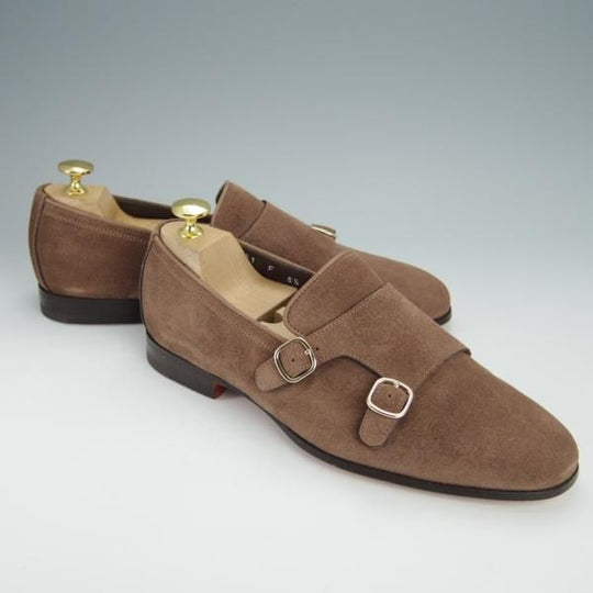 新品★(伊)サントーニ SIZE 5.5【モデル定価￥104,500-★CARLOSラスト/カルロス/13907】ダブルバックル/ローファー/茶/Santoni★h362