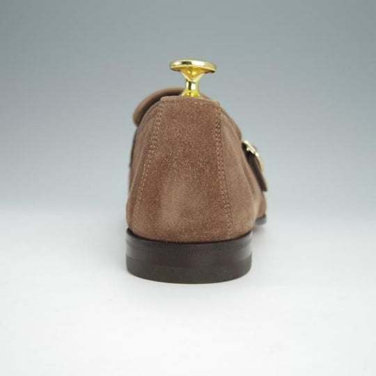 新品★(伊)サントーニ SIZE 5.5【モデル定価￥104,500-★CARLOSラスト/カルロス/13907】ダブルバックル/ローファー/茶/Santoni★h362