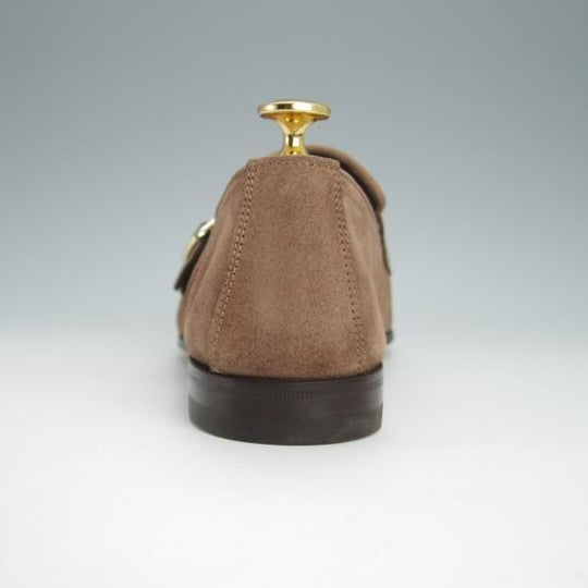 新品★(伊)サントーニ SIZE 5.5【モデル定価￥104,500-★CARLOSラスト/カルロス/13907】ダブルバックル/ローファー/茶/Santoni★h362