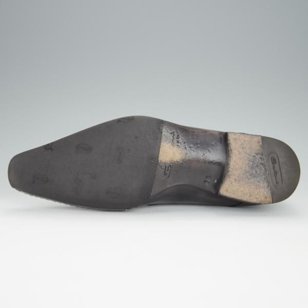 極上★(伊)サントーニ SIZE 6【貴重★オパンケ＋マッケイ製法/黒〜グレー系パティーヌ】プレーントゥ/11943/カーフ/Santoni★h366