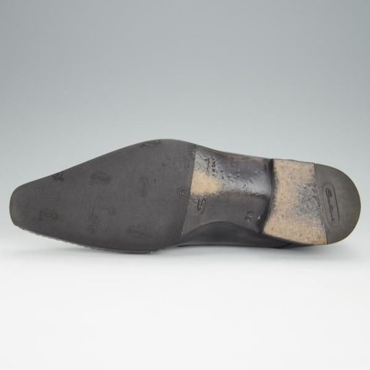 極上★(伊)サントーニ SIZE 6【貴重★オパンケ＋マッケイ製法/黒〜グレー系パティーヌ】プレーントゥ/11943/カーフ/Santoni★h366