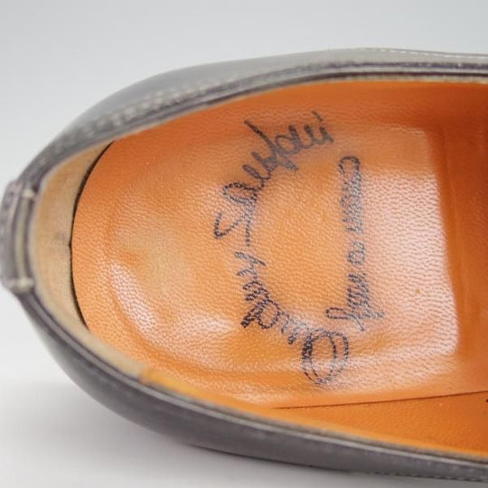 極上★(伊)サントーニ SIZE 6【貴重★オパンケ＋マッケイ製法/黒〜グレー系パティーヌ】プレーントゥ/11943/カーフ/Santoni★h366