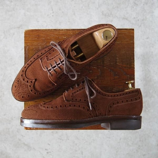 極上★クロケット&ジョーンズ 6E【モデル定価￥85,800-★フルブローグ/CARDIGAN】325ラスト/スエード/濃茶/メンズ/Crockett&Jones★h367