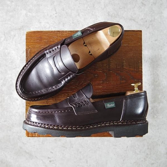 美品★パラブーツ SIZE 5.5【定価￥71,500-★ランス/濃茶/カフェ】コインローファー/REIMS/リスレザー/CAFE/メンズ/Paraboot★h371