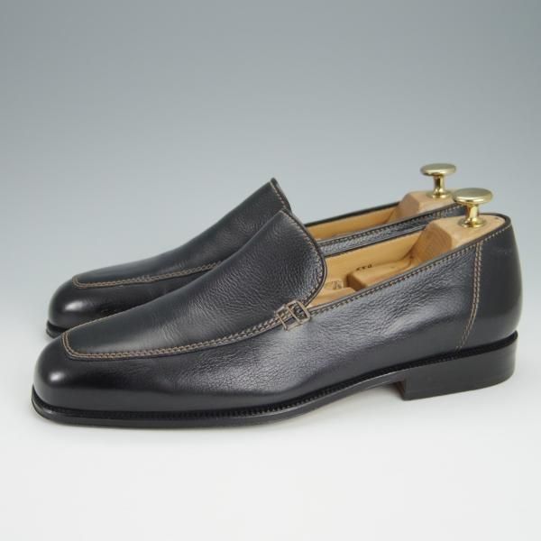 美品★(伊)タニノクリスチー SIZE 5.5【定価15万円以上★コインローファー/129687】グレインレザー/黒/メンズ/TANINO CRISCI★h372