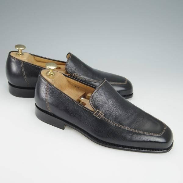 美品★(伊)タニノクリスチー SIZE 5.5【定価15万円以上★コインローファー/129687】グレインレザー/黒/メンズ/TANINO CRISCI★h372