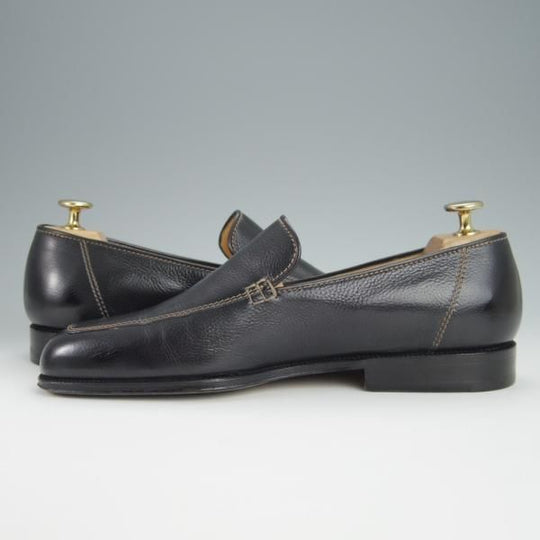 美品★(伊)タニノクリスチー SIZE 5.5【定価15万円以上★コインローファー/129687】グレインレザー/黒/メンズ/TANINO CRISCI★h372