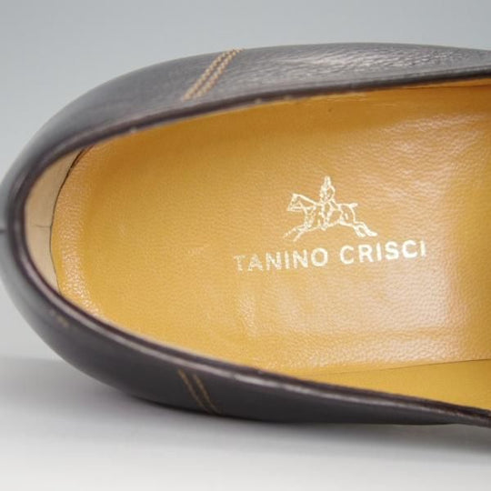 美品★(伊)タニノクリスチー SIZE 5.5【定価15万円以上★コインローファー/129687】グレインレザー/黒/メンズ/TANINO CRISCI★h372