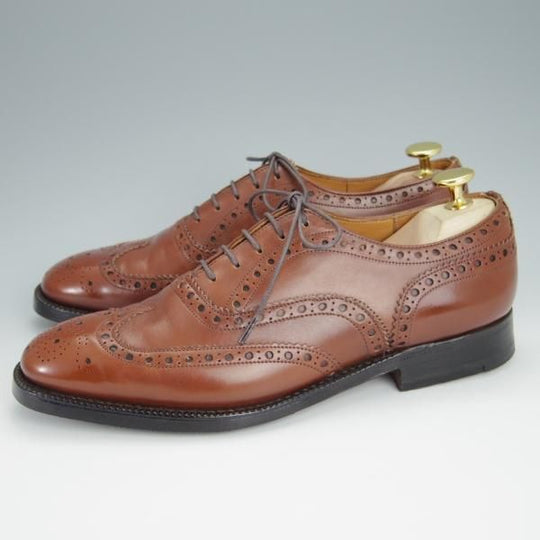 美品★チャーチ UK5程度/55D【旧チャーチ★73ラスト/3都市ロゴ】フルブローグ/カーフ/茶/メンズ/Church's★h377