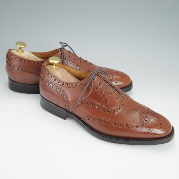 美品★チャーチ UK5程度/55D【旧チャーチ★73ラスト/3都市ロゴ】フルブローグ/カーフ/茶/メンズ/Church's★h377