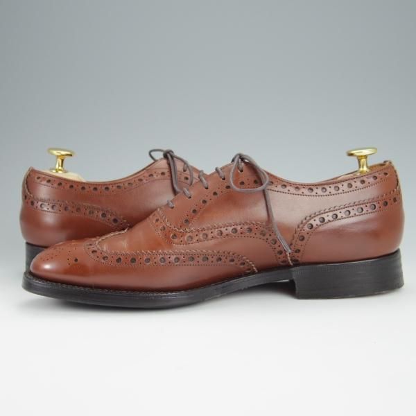 美品★チャーチ UK5程度/55D【旧チャーチ★73ラスト/3都市ロゴ】フルブローグ/カーフ/茶/メンズ/Church's★h377