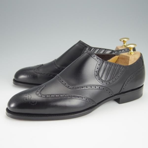 未使用★ガジアーノ&ガーリング製 UK7【高額★(英)ALFRED DUNHILL別注/ダンヒル】サイドエラスティック/黒/カーフ/GAZIANO&GIRLING★h383