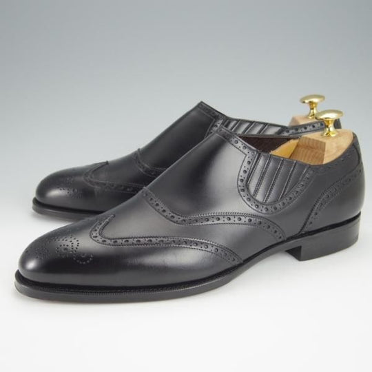 未使用★ガジアーノ&ガーリング製 UK7【高額★(英)ALFRED DUNHILL別注/ダンヒル】サイドエラスティック/黒/カーフ/GAZIANO&GIRLING★h383