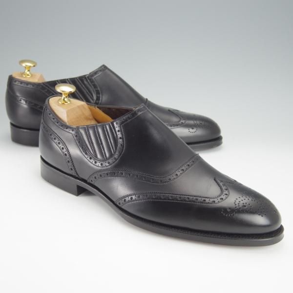 未使用★ガジアーノ&ガーリング製 UK7【高額★(英)ALFRED DUNHILL別注/ダンヒル】サイドエラスティック/黒/カーフ/GAZIANO&GIRLING★h383