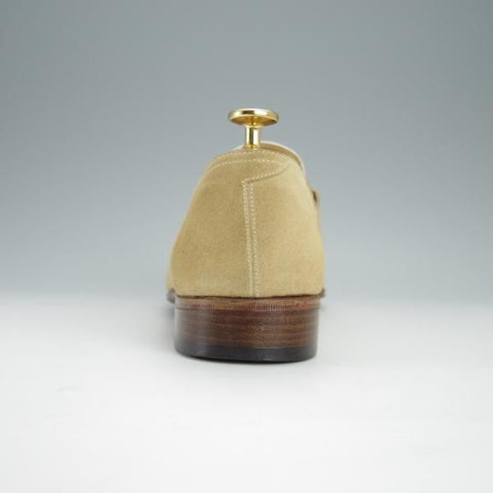 美品★(伊)DUCAL/デュカル SIZE 41【貴重★ISETAN MEN'S/伊勢丹メンズ別注】タッセルローファー/スエード×シボ革/薄茶×白★h384