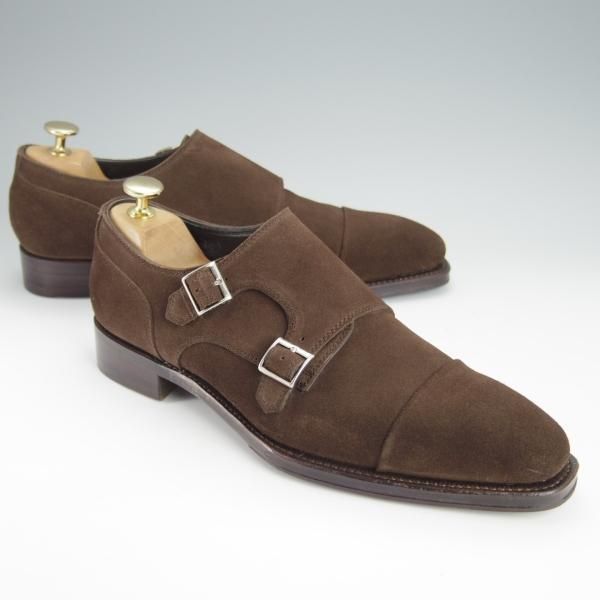 美品★シェットランドフォックス SIZE 6.5【定価￥41,040-★グラスゴー/3075SF】ダブルモンク/スエード/濃茶/メンズ/SHETLAND FOX★h386