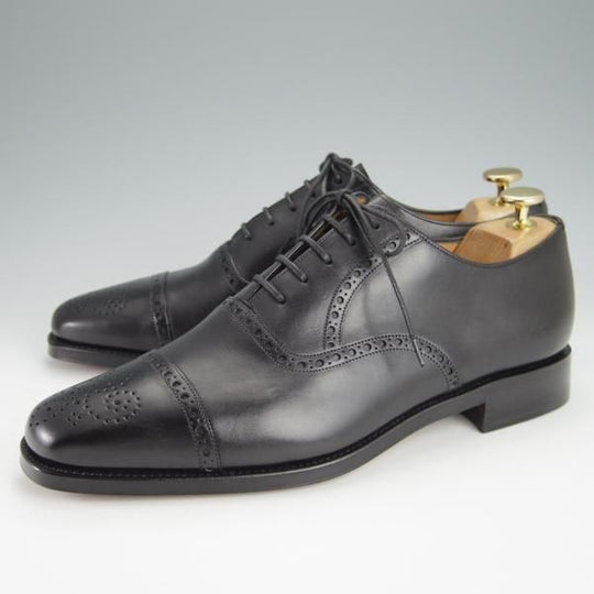 未使用★(スペイン製)YANKO/ヤンコ SIZE 7.5【グッドイヤーウェルテッド製法★セミブローグ/104838】CAMBRIDGE/カーフ/黒/メンズ★h387