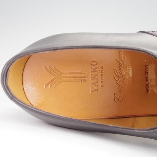 未使用★(スペイン製)YANKO/ヤンコ SIZE 7.5【グッドイヤーウェルテッド製法★セミブローグ/104838】CAMBRIDGE/カーフ/黒/メンズ★h387
