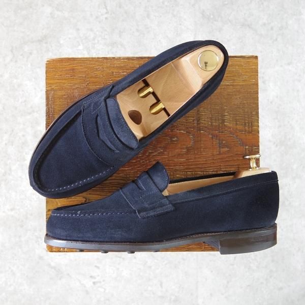 美品★(英)アルフレッド・サージェント 7E【上級★WESTON(180)似寄りモデル/エクスクルーシブライン】コインローファー/紺/ALFRED SARGENT★h389