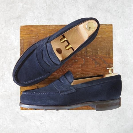 美品★(英)アルフレッド・サージェント 7E【上級★WESTON(180)似寄りモデル/エクスクルーシブライン】コインローファー/紺/ALFRED SARGENT★h389