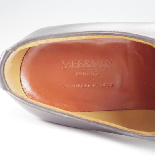 美品★(スペイン製)MEERMIN/メルミン SIZE 6.5【グッドイヤーウェルテッド製法★ホールカット/黒】カーフ/メンズ★h391