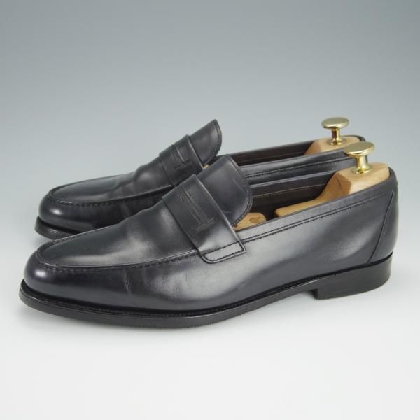 極上★ジョンロブ UK6【貴重★エルメス別注/HERMES/ミュージアムカーフ】HENRI/H513ラスト/コインローファー/黒/メンズ/JOHN LOBB★h393