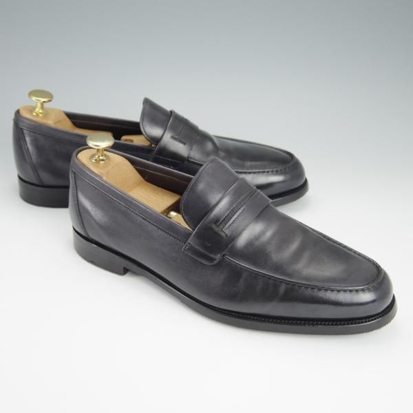 極上★ジョンロブ UK6【貴重★エルメス別注/HERMES/ミュージアムカーフ】HENRI/H513ラスト/コインローファー/黒/メンズ/JOHN LOBB★h393