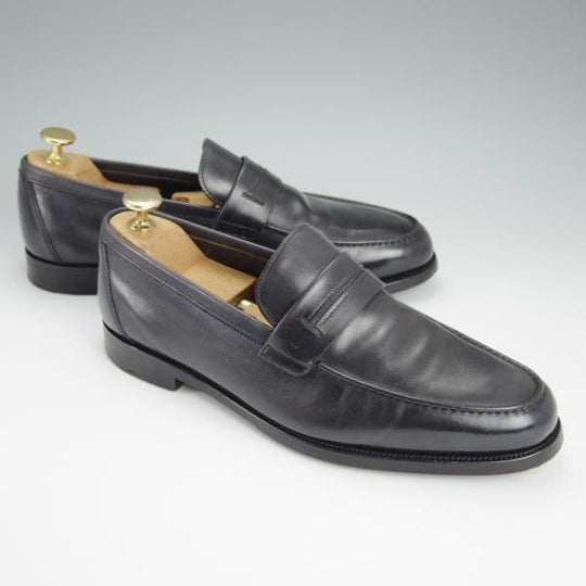 極上★ジョンロブ UK6【貴重★エルメス別注/HERMES/ミュージアムカーフ】HENRI/H513ラスト/コインローファー/黒/メンズ/JOHN LOBB★h393