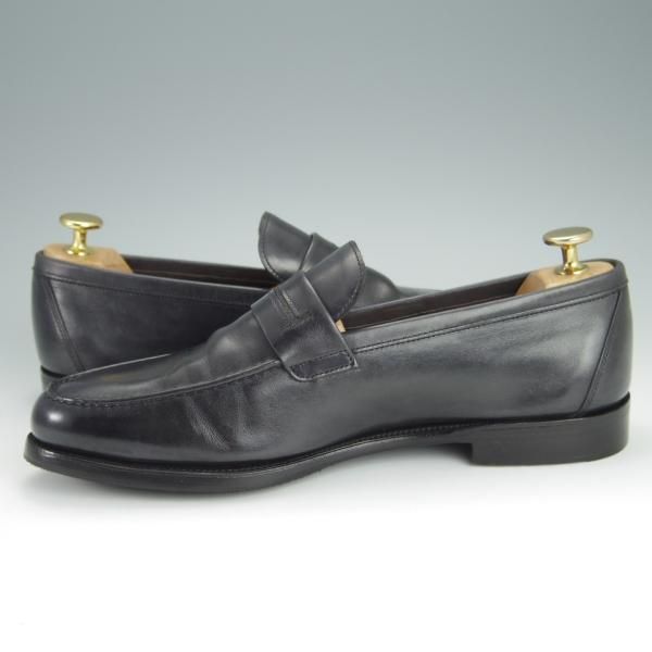 極上★ジョンロブ UK6【貴重★エルメス別注/HERMES/ミュージアムカーフ】HENRI/H513ラスト/コインローファー/黒/メンズ/JOHN LOBB★h393