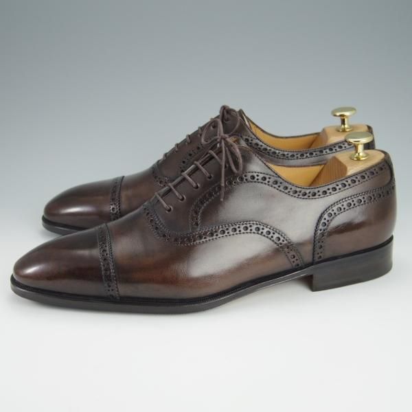 極美品★(伊)タニノクリスチー SIZE 9【定価15万以上★クォーターブローグ/134592】カーフ/濃茶/メンズ/TANINO CRISCI★h396