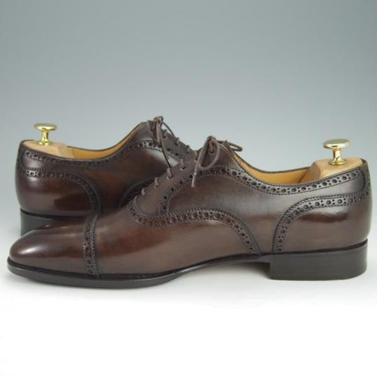 極美品★(伊)タニノクリスチー SIZE 9【定価15万以上★クォーターブローグ/134592】カーフ/濃茶/メンズ/TANINO CRISCI★h396