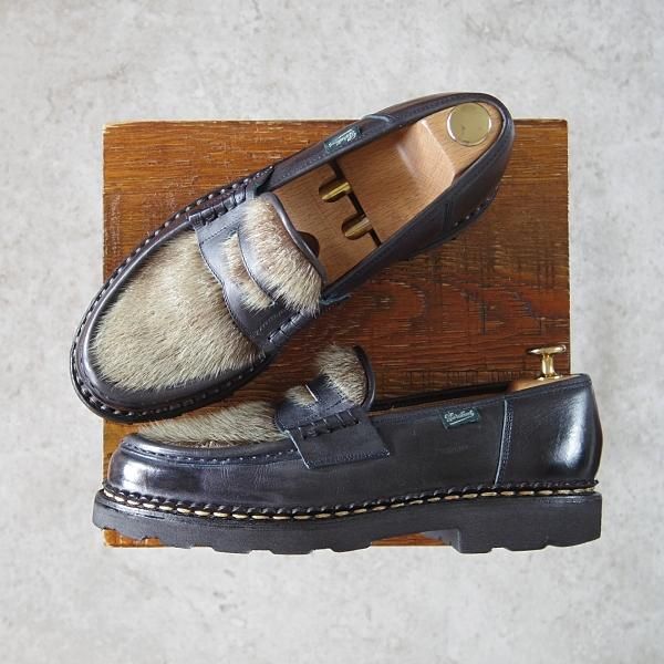 極上★パラブーツ SIZE 6.5【貴重★フォック仕様(アザラシの毛皮)/ランス/REIMS】ビームス別注/コインローファー/BEAMS/Paraboot★h399