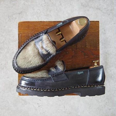 極上★パラブーツ SIZE 6.5【貴重★フォック仕様(アザラシの毛皮)/ランス/REIMS】ビームス別注/コインローファー/BEAMS/Paraboot★h399