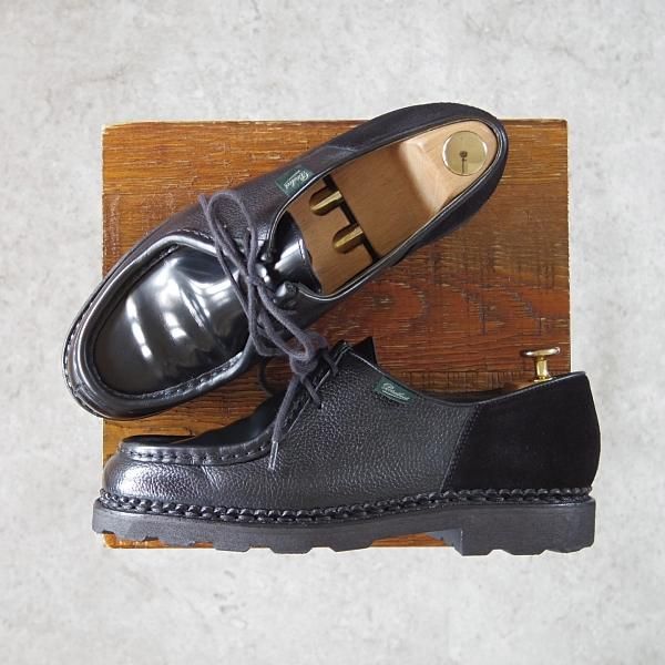 極美品★パラブーツ SIZE 39.5【定価￥71,500-★クレイジーパターンのMICHAEL/ミカエル】チロリアンシューズ/黒/Paraboot★h400