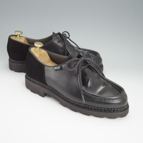 極美品★パラブーツ SIZE 39.5【定価￥71,500-★クレイジーパターンのMICHAEL/ミカエル】チロリアンシューズ/黒/Paraboot★h400