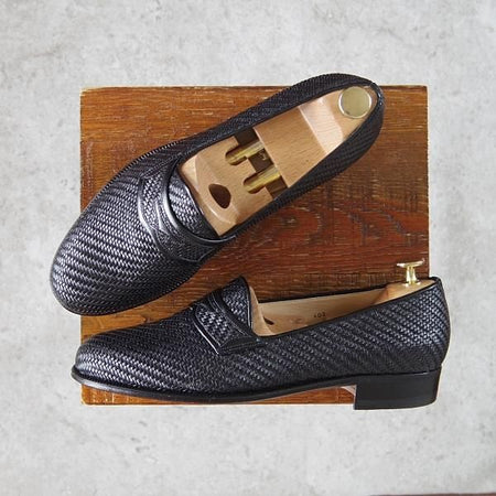 未使用★(伊)タニノクリスチー SIZE 6.5【デッドストック品★コインローファー風/イントレチャート】108314/黒/TANINO CRISCI★h411