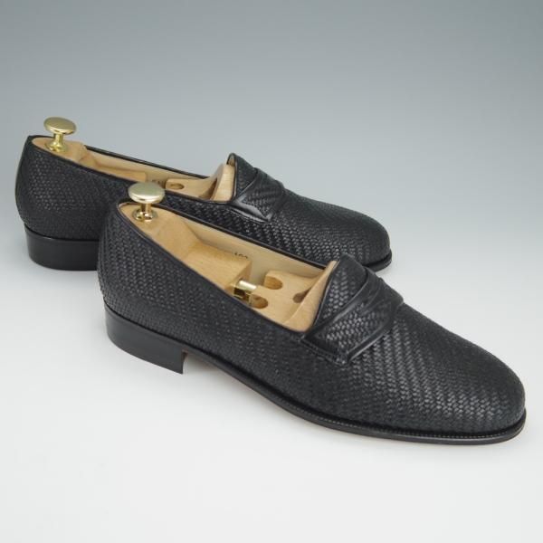 未使用★(伊)タニノクリスチー SIZE 6.5【デッドストック品★コインローファー風/イントレチャート】108314/黒/TANINO CRISCI★h411