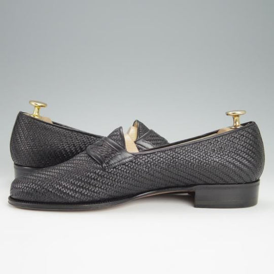 未使用★(伊)タニノクリスチー SIZE 6.5【デッドストック品★コインローファー風/イントレチャート】108314/黒/TANINO CRISCI★h411