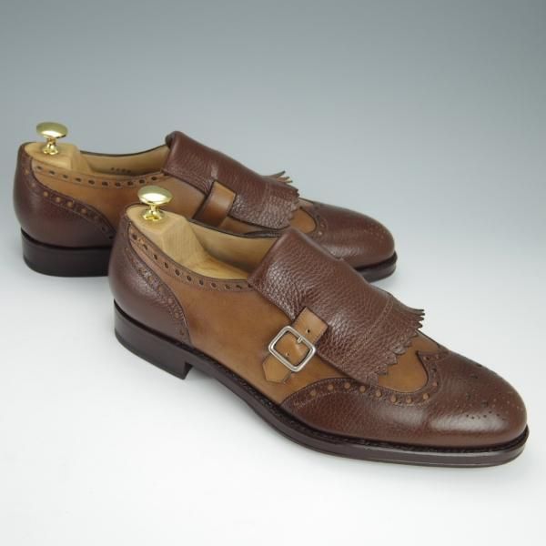 未使用★(伊)DUCAL/デュカル SIZE 43【定価￥81,900-★ブラックラピド製法/キルトモンク/6686】シボ革×カーフ/濃茶×茶★h412