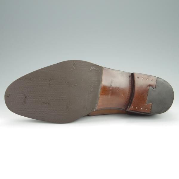 未使用★(伊)DUCAL/デュカル SIZE 43【定価￥81,900-★ブラックラピド製法/キルトモンク/6686】シボ革×カーフ/濃茶×茶★h412