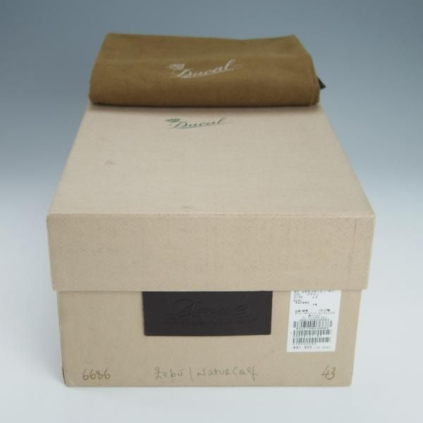 未使用★(伊)DUCAL/デュカル SIZE 43【定価￥81,900-★ブラックラピド製法/キルトモンク/6686】シボ革×カーフ/濃茶×茶★h412