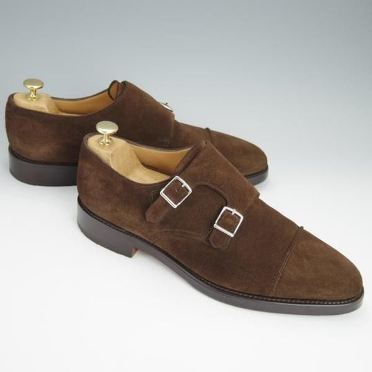 極上★ジョンロブ 8.5E【貴重★WILLIAM 2/ウィリアム 2】9795Rラスト/ダブルモンク/スエード/濃茶/メンズ/JOHN LOBB★h414